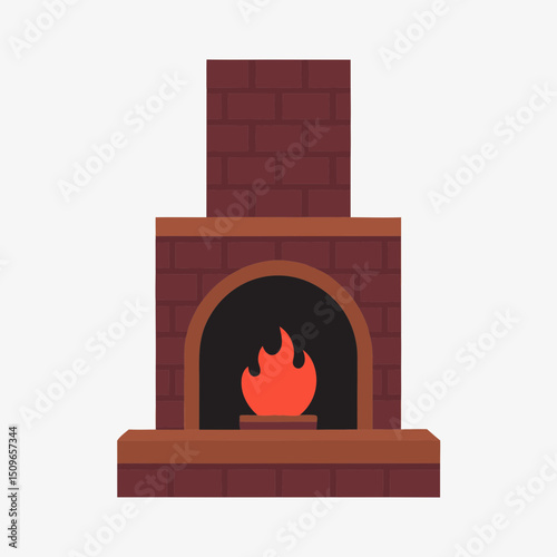 
Simple Fireplace Cartoon with Burning Fire