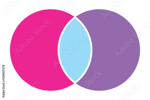Intersecting circles. Blue and cyan. Merge concept. Colored icon. Business background. Vector illustration. Stock image.