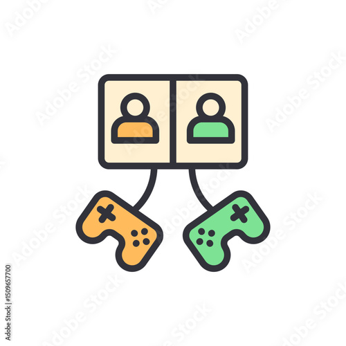 Online Multiplayer Gaming Competition With Two Players Interface Icons