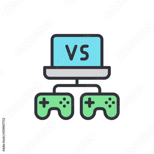 Gaming Competition Featuring Two Gamepads And A Central Screen Display