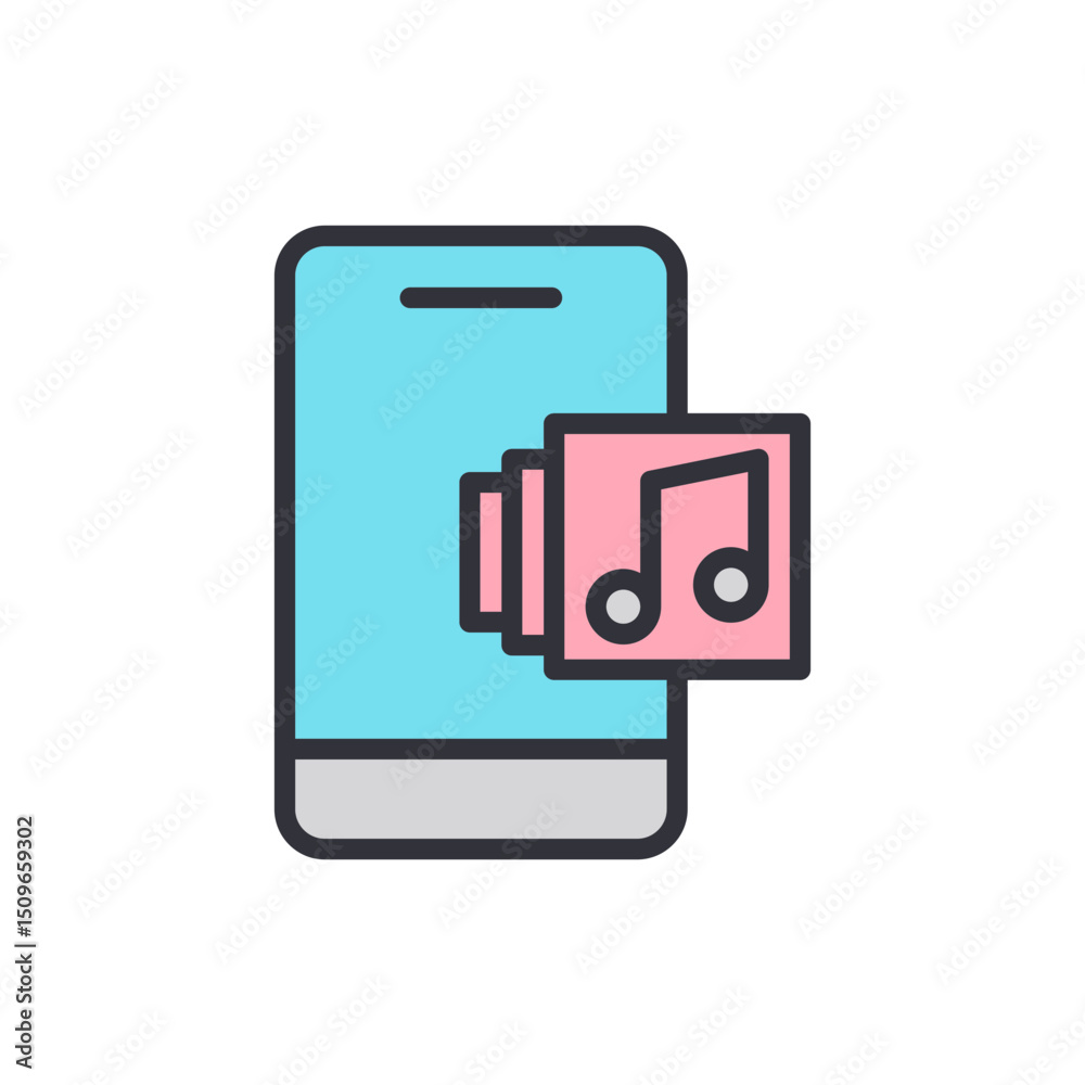 Vibrant Mobile Device Playing And Sharing Digital Music Content Vibrant Mobile Device Playing And Sharing Digital Music Content