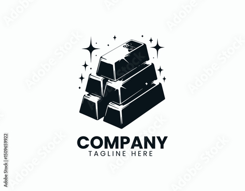 Neatly Stacked Glistening Gold Bars Illustration Vector Logo Design
