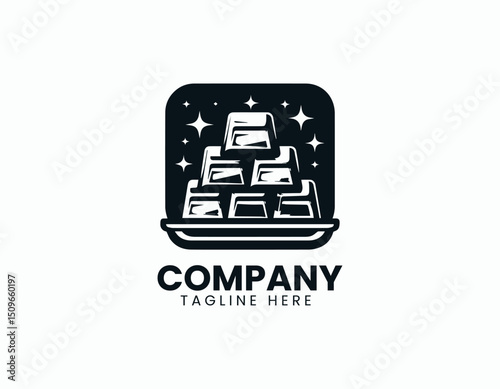 Neatly Stacked Glistening Gold Bars Illustration Vector Logo Design