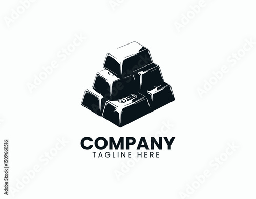 Neatly Stacked Glistening Gold Bars Illustration Vector Logo Design