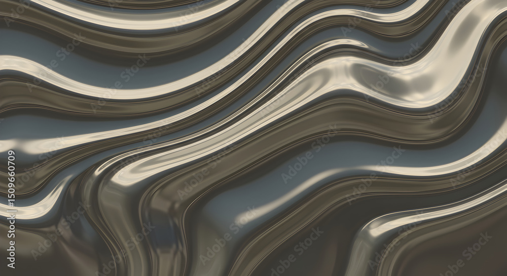 Obraz premium Abstract Metal Surface with Reflections and Fluid Lines