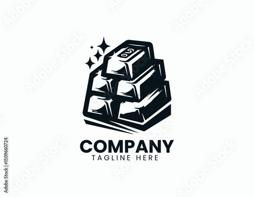 Neatly Stacked Glistening Gold Bars Illustration Vector Logo Design