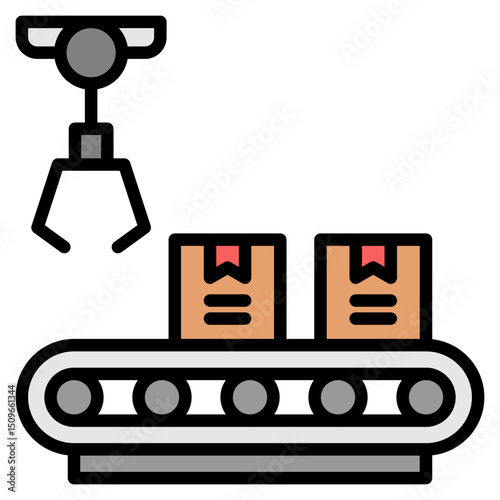 Manufacturing Line outline color icon