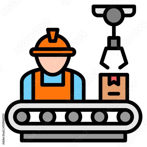Manufacturing Technology outline color icon