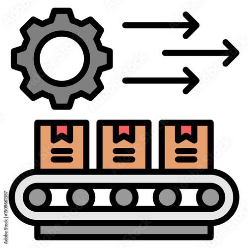 Production Line outline color icon