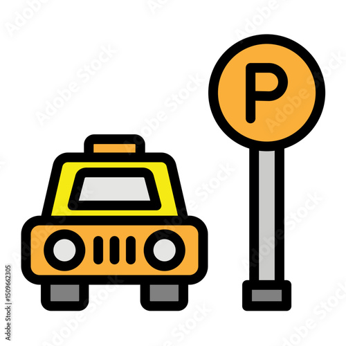 Taxi Stop Vector Filled Icon Design