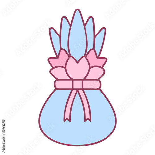 Japanese kadomatsu New Year decoration in pastel flat style