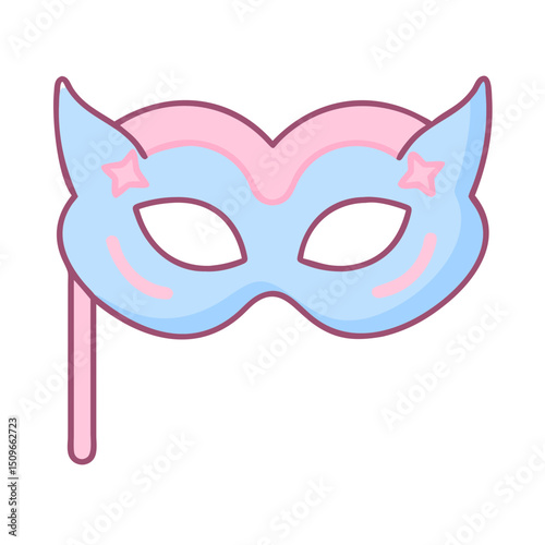 Carnival-style party mask in pastel colors for New Year celebration