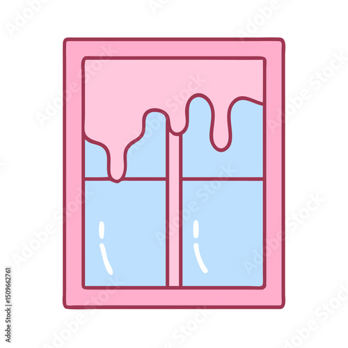 Frozen window icon in pastel colors representing winter chill