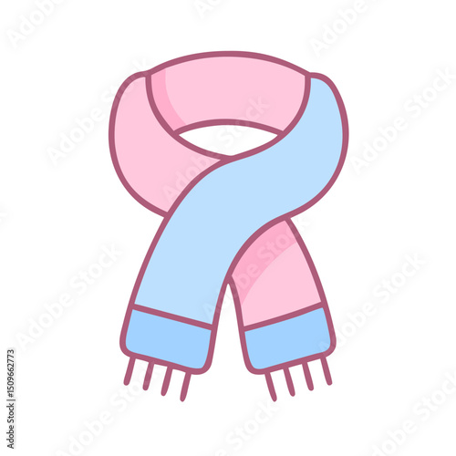 Scarf icon in pastel pink and blue for winter accessories