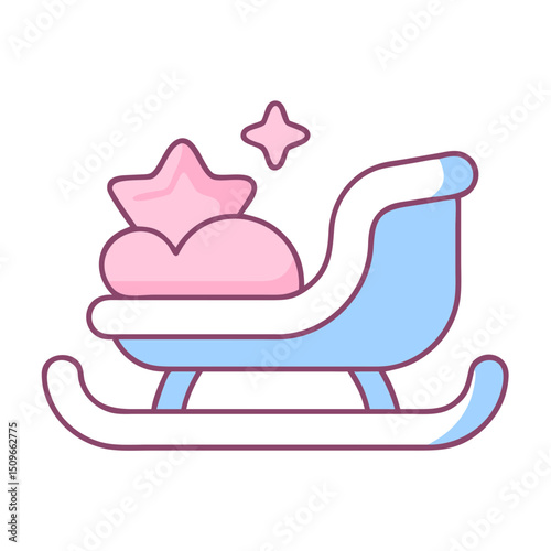 Santa’s sleigh icon in pastel pink and blue