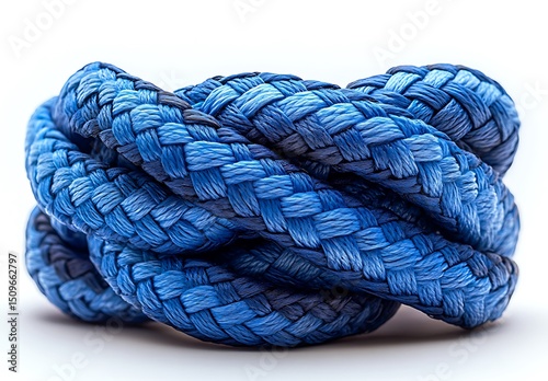 Blue rope mockup with textured surface and twisted coil

 photo