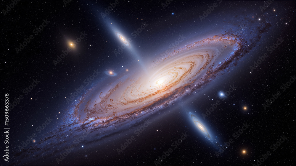Naklejka premium The image shows an artist's impression of a spiral galaxy in the constellation NGC