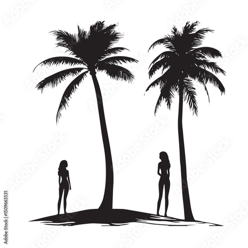 couple on the beach vector