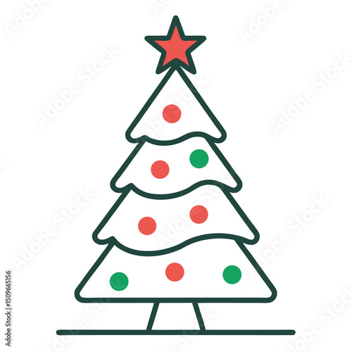 Decorated christmas tree with ornaments and star