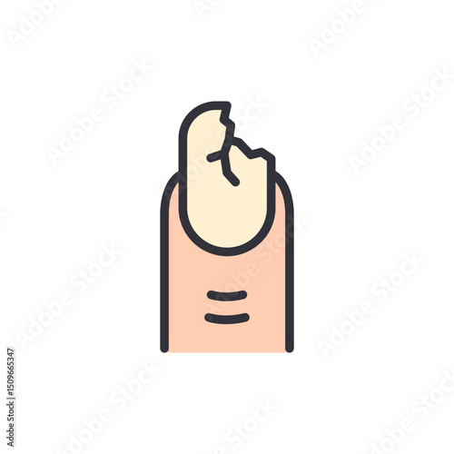 Stylized Illustration Of A Damaged Fingernail On A Transparent Background