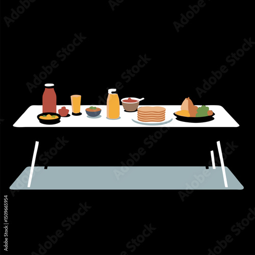 Simple Flat-Lay Illustration of a Breakfast Table Setting