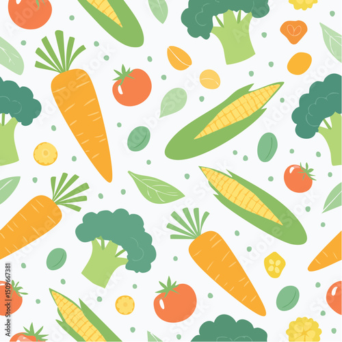 A healthy and cheerful veggie pattern, ideal for eco packaging, children’s education, or kitchen art.