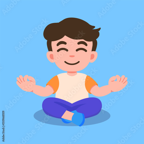 Cute Kid Meditating Character design