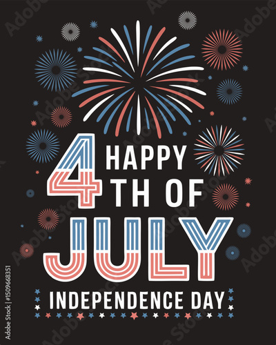 Happy 4th of July Independence Day with Fireworks Celebration