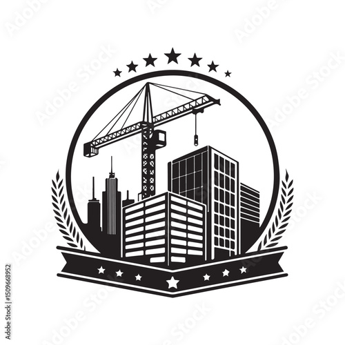 construction vector silhouette clip art logo design illustration