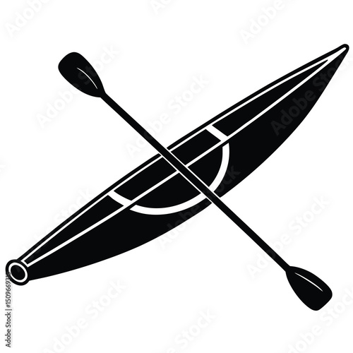 Minimalist kayak and paddle design for banner or advertisement