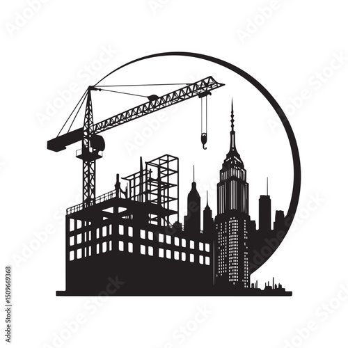 construction vector silhouette clip art logo design illustration
