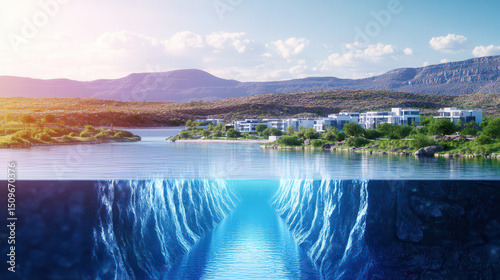Wallpaper Mural Smart flood protection notification system for internet users amid seawater flooding disaster coastal area visual representation Torontodigital.ca