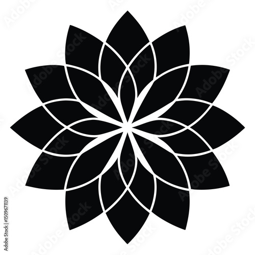 Abstract black geometric flower design