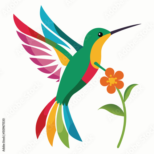Vibrant hummingbird logo design in cmyk and grayscale