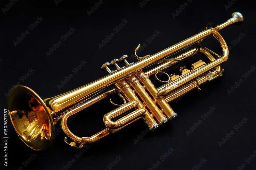 Obraz premium Golden Trumpet on Black Background