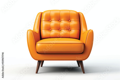 vintage leather sofa on wooden isolate on white clipping path