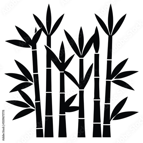 Single flat style bamboo grove icon for design projects