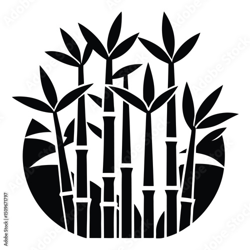 Single flat style bamboo grove icon for design projects