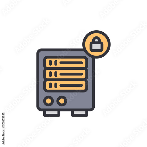 Secured Server Icon Representing Data Privacy And Protection Concept