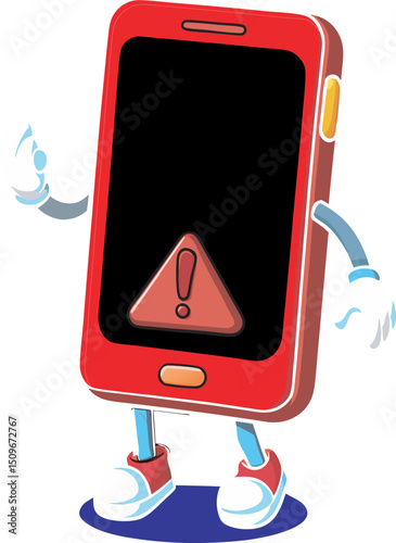 3D Phone with red exclamation mark. Smartphone with an important notification. Spam in email. Mobile error or problem. Alert message. Warning sign. Cartoon design icon. 3D Vector illustration