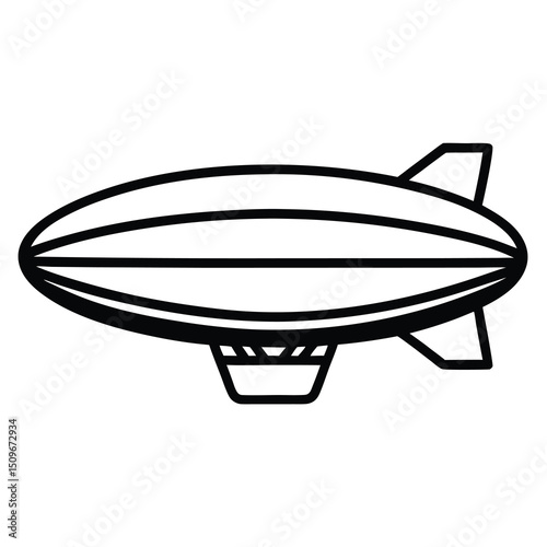 Simple outline glyph style blimp icon design