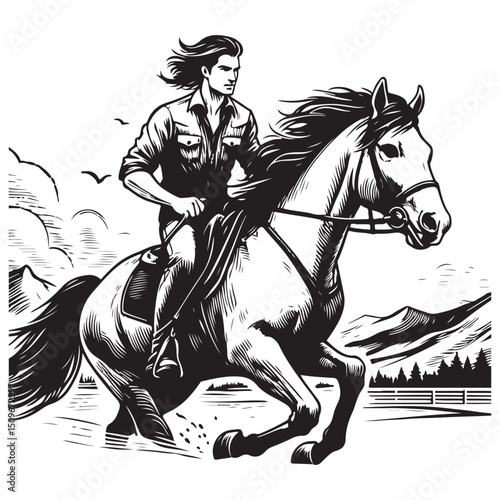 Male racehorse rider vector illustration