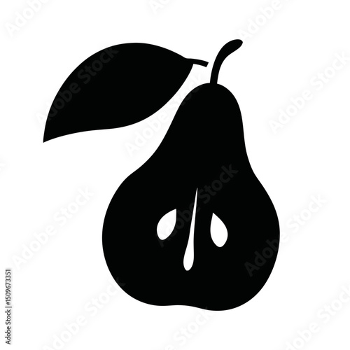 Pear silhouette, vector silhouette of a fruit on a white background