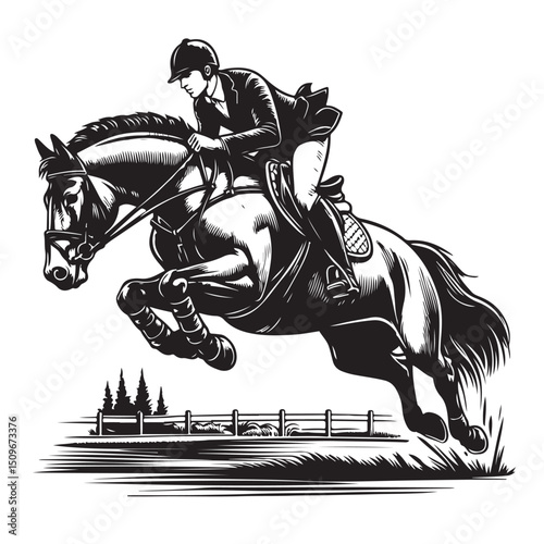 Male racehorse rider vector illustration