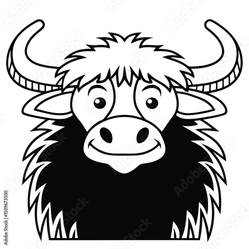 Simple cartoon yak illustration for design projects