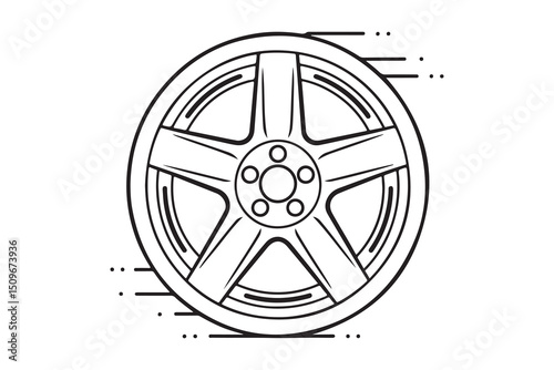 Vintage automotive steering wheel with a compass rose icon, a metal disk for vehicle transportation