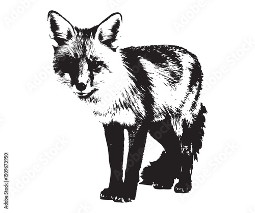 fox standing alone against a white background