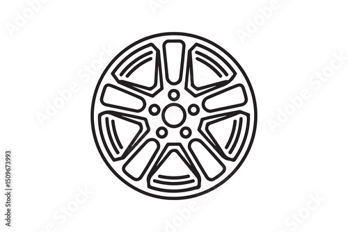 Vintage car wheel with chrome rim and steel spokes