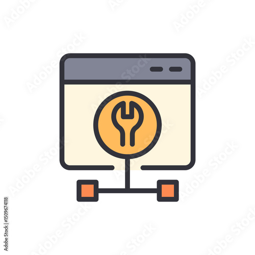 Website Maintenance And Support Service With Spanner Wrench Icon