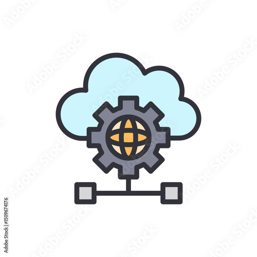 Cloud Technology And Global Network Integration Illustration Concept